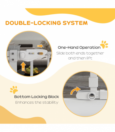 PawHut Extra Tall Dog Gate with Cat Door Auto Close for Stairs 74-101 cm Wide