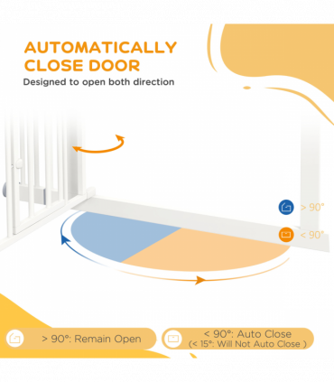 PawHut Extra Tall Dog Gate with Cat Door Auto Close for Stairs 74-101 cm Wide