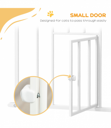 PawHut Extra Tall Dog Gate with Cat Door Auto Close for Stairs 74-101 cm Wide