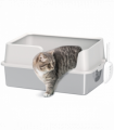 PawHut Stainless Steel Litter Box, High Sided Metal Cat Litter Tray w/ Scoop