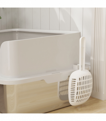 PawHut Stainless Steel Litter Box, High Sided Metal Cat Litter Tray w/ Scoop