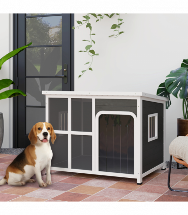 PawHut Wooden Dog Kennel Outdoor w/ Openable Top, 103 x 77 x 83cm