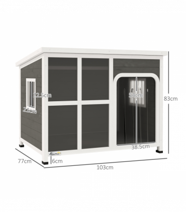 PawHut Wooden Dog Kennel Outdoor w/ Openable Top, 103 x 77 x 83cm