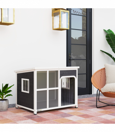 PawHut Wooden Dog Kennel Outdoor w/ Openable Top, 103 x 77 x 83cm