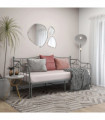 Pull-out Sofa Bed Frame Grey Metal 90x200 cm