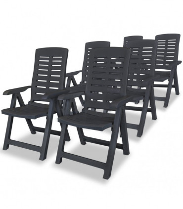 Reclining Garden Chairs 6 pcs Plastic Anthracite