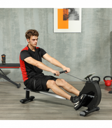 SPORTNOW Folding Magnetic Rowing Machine with Dual Aluminium Slide Rail