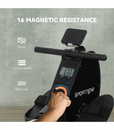SPORTNOW Folding Magnetic Rowing Machine with Dual Aluminium Slide Rail