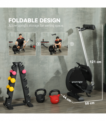 SPORTNOW Folding Magnetic Rowing Machine with Dual Aluminium Slide Rail