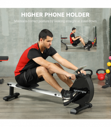 SPORTNOW Folding Magnetic Rowing Machine with Dual Aluminium Slide Rail