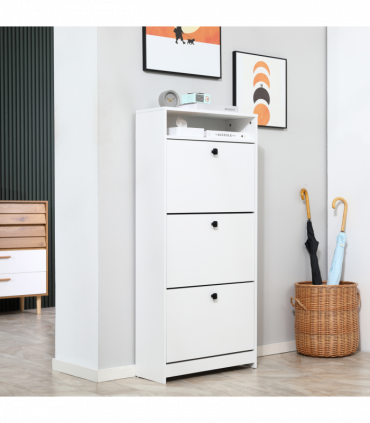 Shoe Storage Cabinet Footwear Organiser Space-saving  3 Drawers -White