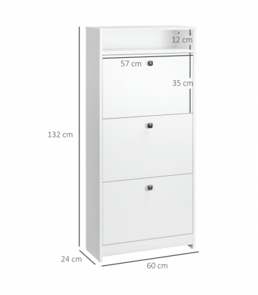 Shoe Storage Cabinet Footwear Organiser Space-saving  3 Drawers -White