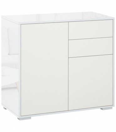 Side Cabinet with 2 Door Cabinet and 2 Drawer for Home Office White