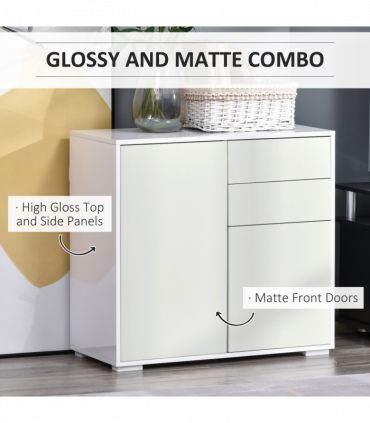 Side Cabinet with 2 Door Cabinet and 2 Drawer for Home Office White