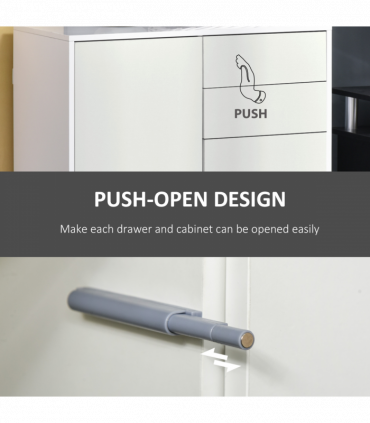 Side Cabinet with 2 Door Cabinet and 2 Drawer for Home Office White