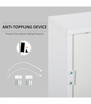 Side Cabinet with 2 Door Cabinet and 2 Drawer for Home Office White