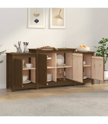 Sideboard Honey Brown 164x37x68 cm Solid Wood Pine