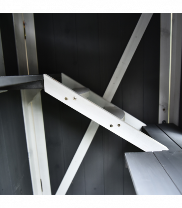 Solid Wood Cat Condo Furniture 2-Floor Pet Shelter, Grey and White, 109H cm