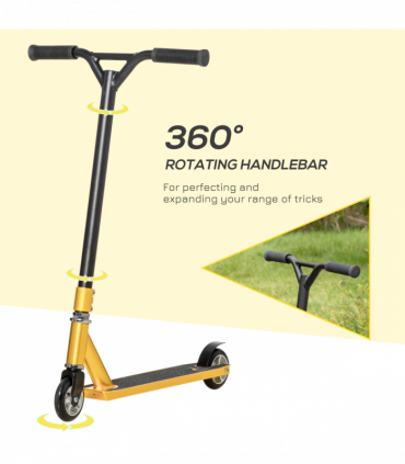 Stunt Scooter Entry Level Tricks Scooter for 14 Beginners, Gold HOMCOM