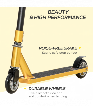 Stunt Scooter Entry Level Tricks Scooter for 14 Beginners, Gold HOMCOM