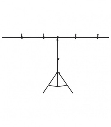T-Shape Background Stand Black 201x60x(70-200) cm