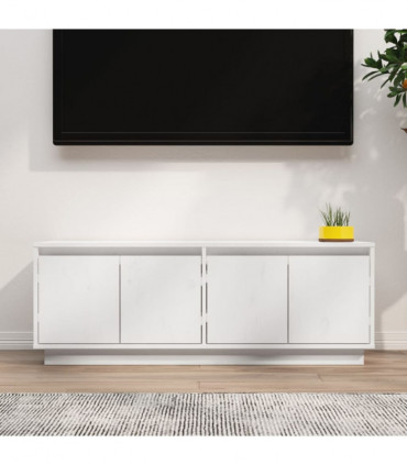 TV Cabinet White 110x34x40 cm Solid Wood Pine
