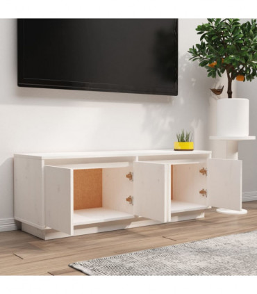 TV Cabinet White 110x34x40 cm Solid Wood Pine