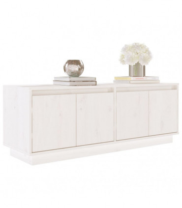 TV Cabinet White 110x34x40 cm Solid Wood Pine