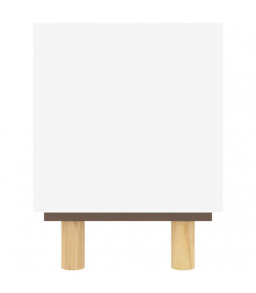 TV Cabinet White 80x30x40 cm Solid Wood Pine and Natural Rattan