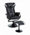 Video Game Chair Footrest Set Racing Style w/ Pedestal Base, Deep Grey