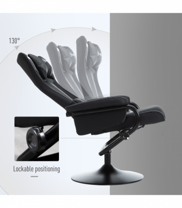 Video Game Chair Footrest Set Racing Style w/ Pedestal Base, Deep Grey