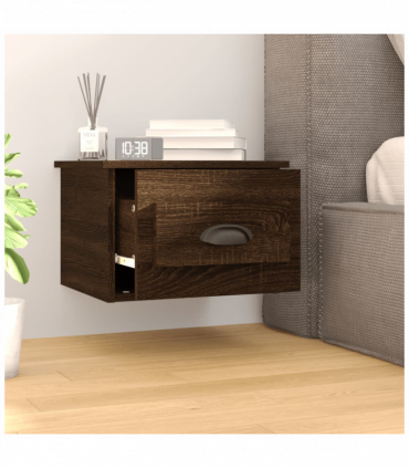 vidaXL Wall-mounted Bedside Cabinet Brown Oak 41.5x36x28cm