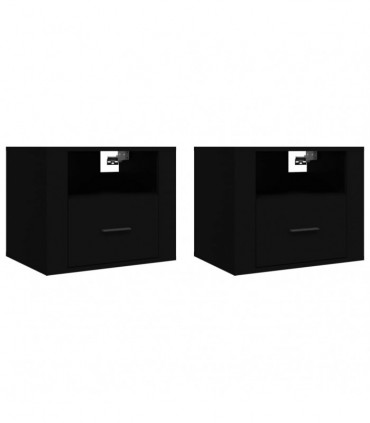 Wall-mounted Bedside Cabinets 2 pcs Black 50x36x40 cm