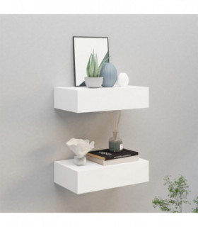 Wall-mounted Drawer Shelves 2 pcs White 40x23.5x10 cm MDF