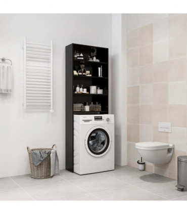 Washing Machine Cabinet Black 64x24x190 cm