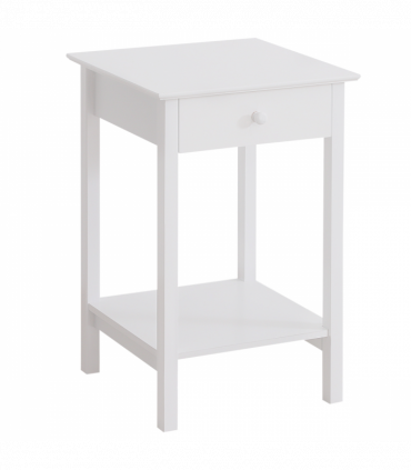 Wooden Bedside Table Cabinet W/ Drawer Shelf Storage End Side White