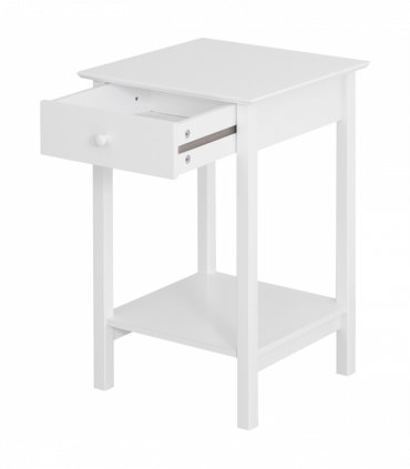 Wooden Bedside Table Cabinet W/ Drawer Shelf Storage End Side White