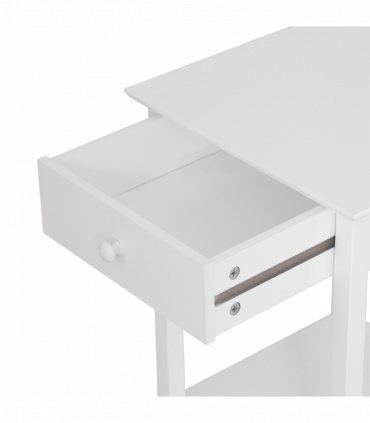 Wooden Bedside Table Cabinet W/ Drawer Shelf Storage End Side White
