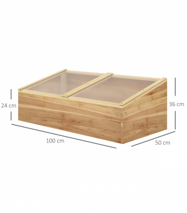 Wooden Cold Frame Greenhouse Grow House, 100 x 50 x 36 cm, Natural
