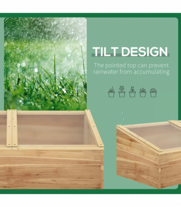 Wooden Cold Frame Greenhouse Grow House, 100 x 50 x 36 cm, Natural