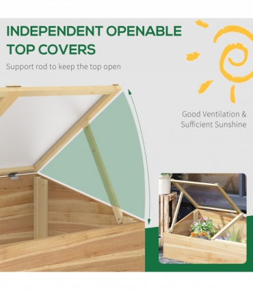 Wooden Cold Frame Greenhouse Grow House, 100 x 50 x 36 cm, Natural