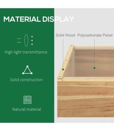 Wooden Cold Frame Greenhouse Grow House, 100 x 50 x 36 cm, Natural