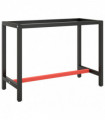 Work Bench Frame Matte Black and Matte Red 110x50x79 cm Metal
