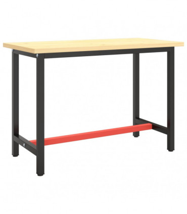 Work Bench Frame Matte Black and Matte Red 110x50x79 cm Metal