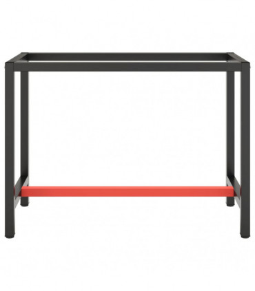 Work Bench Frame Matte Black and Matte Red 110x50x79 cm Metal