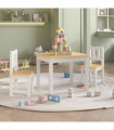 vidaXL 3 Piece Children Table and Chair Set White and Beige MDF