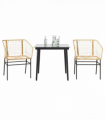 vidaXL 3 Piece Garden Dining Set Brown Poly Rattan Glass