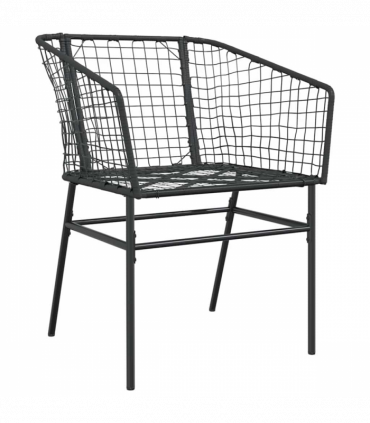 vidaXL 5 Piece Garden Dining Set Black Poly Rattan Glass