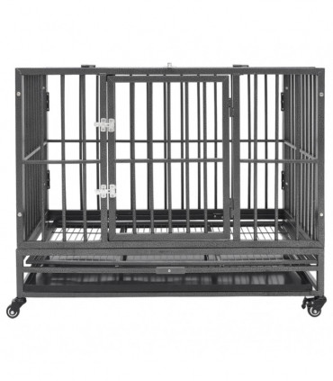 vidaXL Dog Cage with Wheels Steel 102x72x85 cm