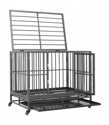 vidaXL Dog Cage with Wheels Steel 102x72x85 cm